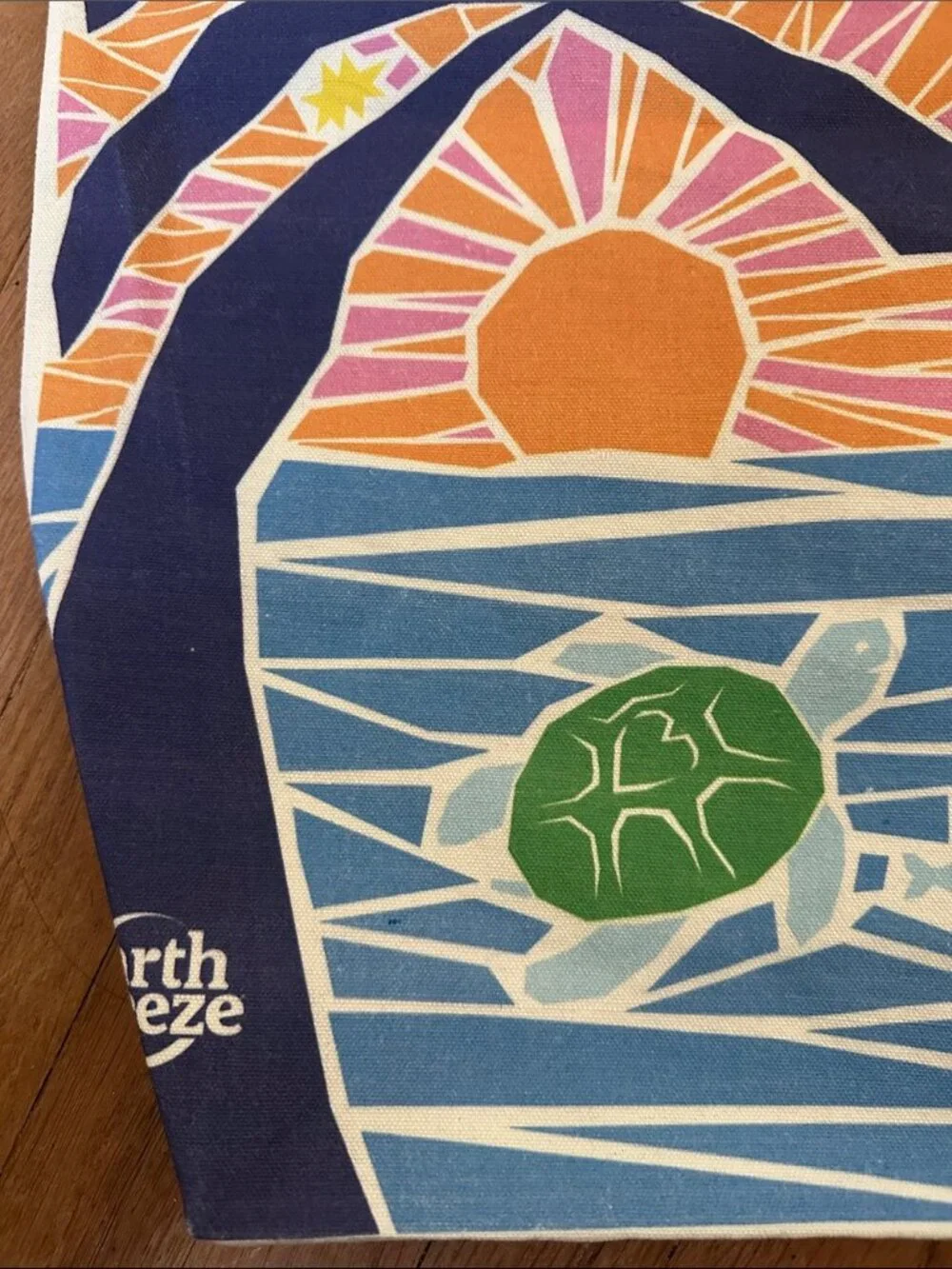 New Earth Breeze ocean conservation turtle tropical palm beach canvas tote bag